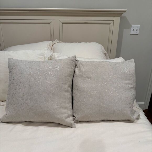 Set of Two Sparkly Silver Throw Pillows - Picture 4 of 5